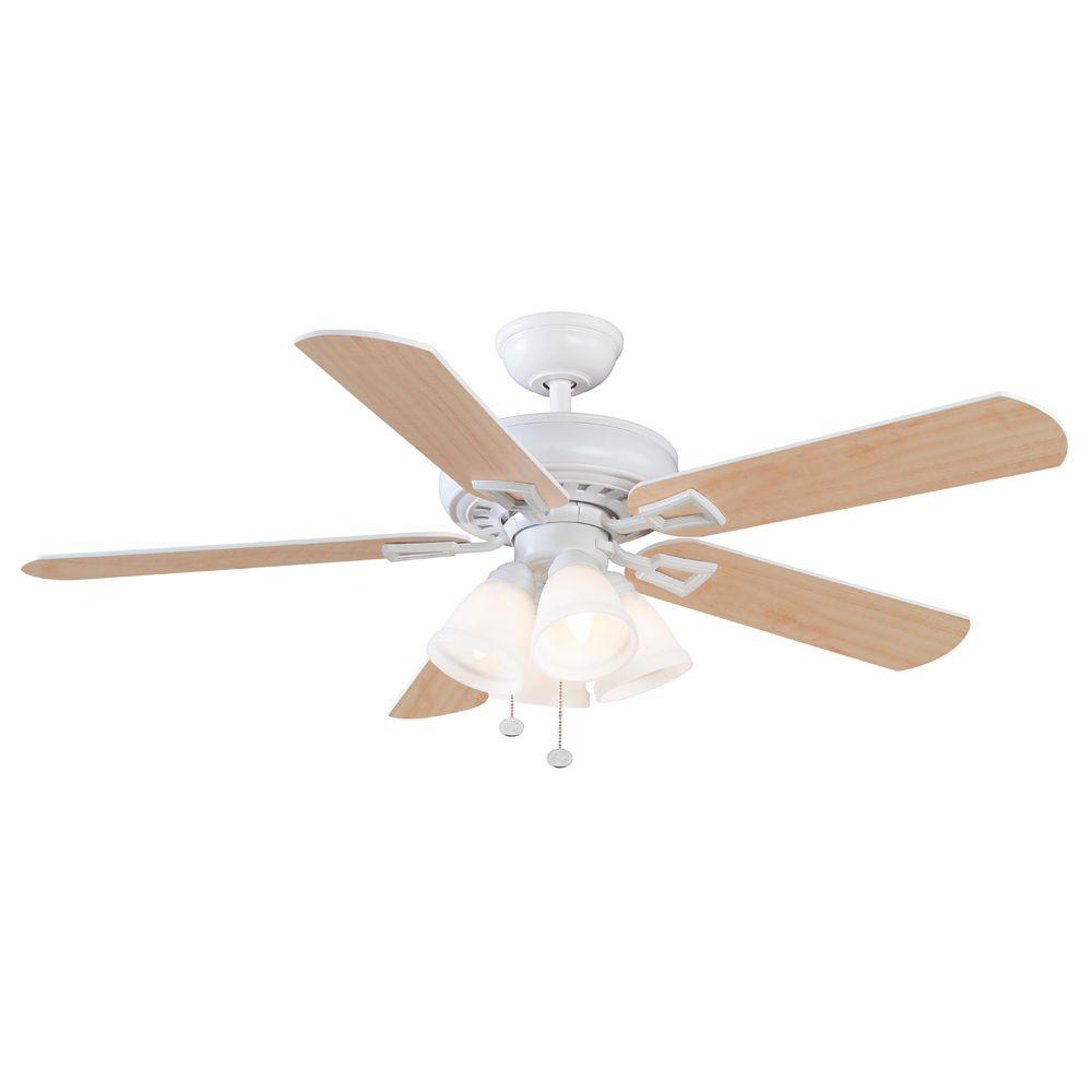 Hampton Bay Lyndhurst 52 Ceiling Fan W Light Kit Matte White