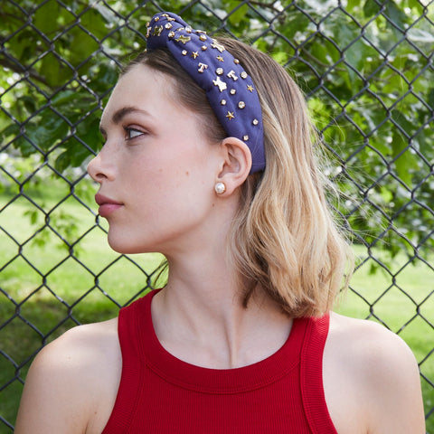 Lele Sadoughi Women's Houston Astros Embroidered Knotted Headband | St. Bernard Clothing