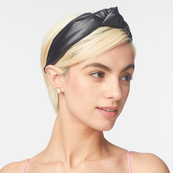 BLACK FAUX LEATHER HEADBAND - Lele Sadoughi