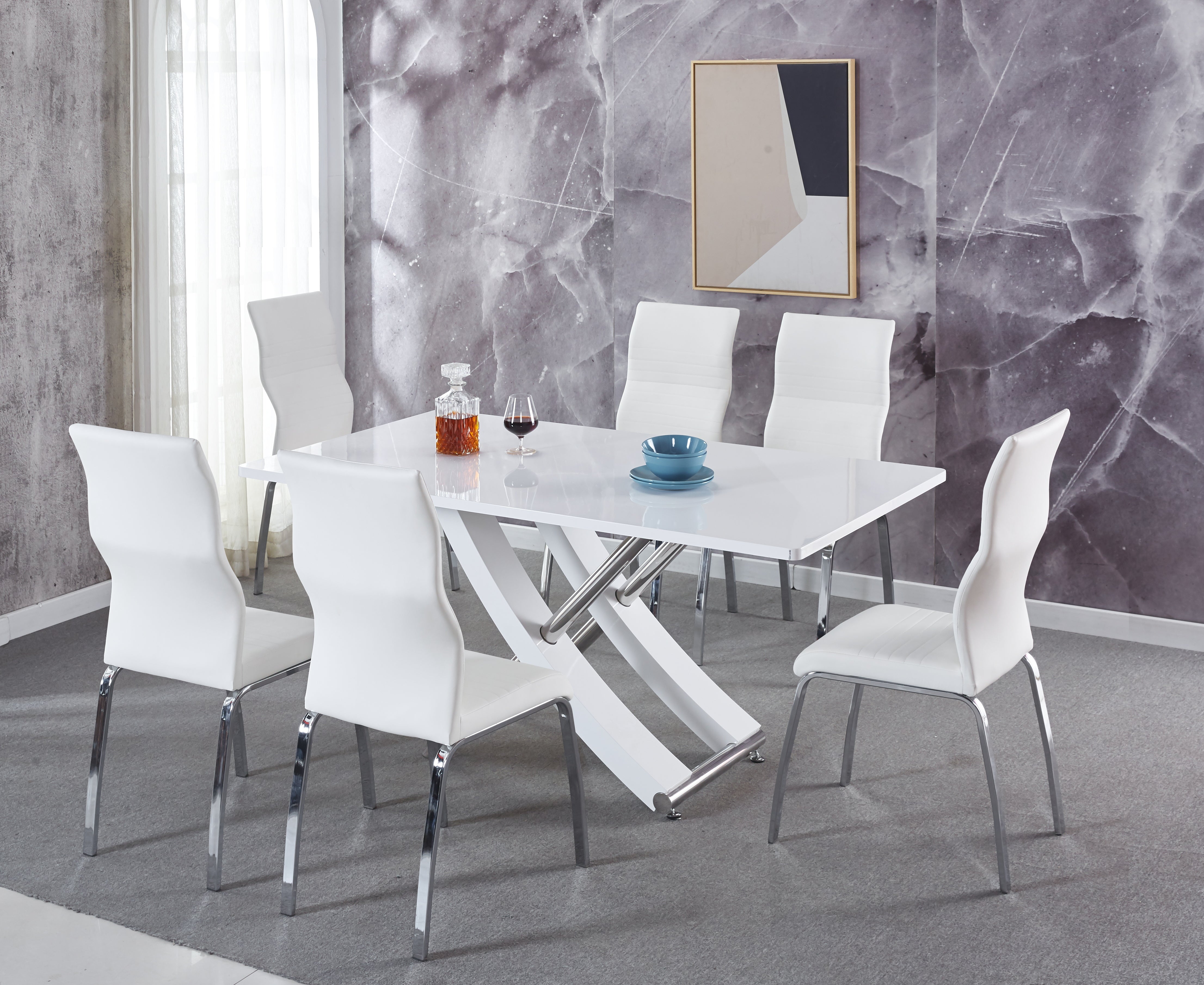 next white gloss dining table and chairs