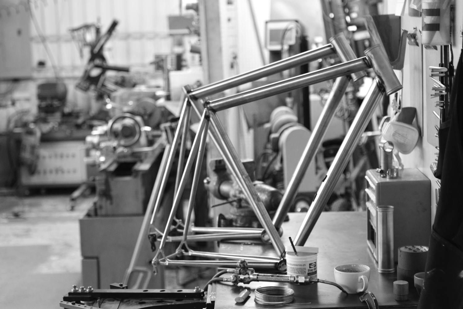 Inside the shop of Moasic Custom Bicycles