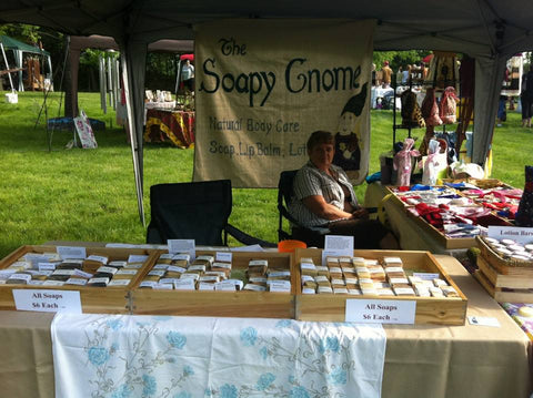 My mom Rita helping to sell soap at our first outdoor event