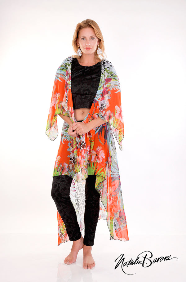 Long Chiffon Kimono with Tie – Baroni