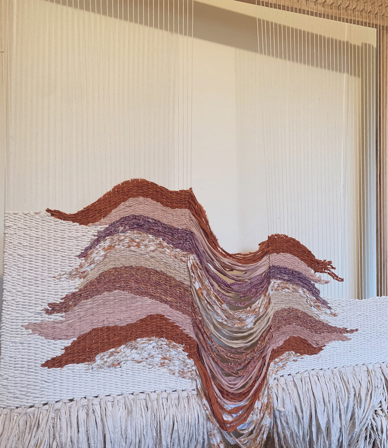 Lana Scoville Revive loom Wall Hanging in progress for Arnhem Byron Bay