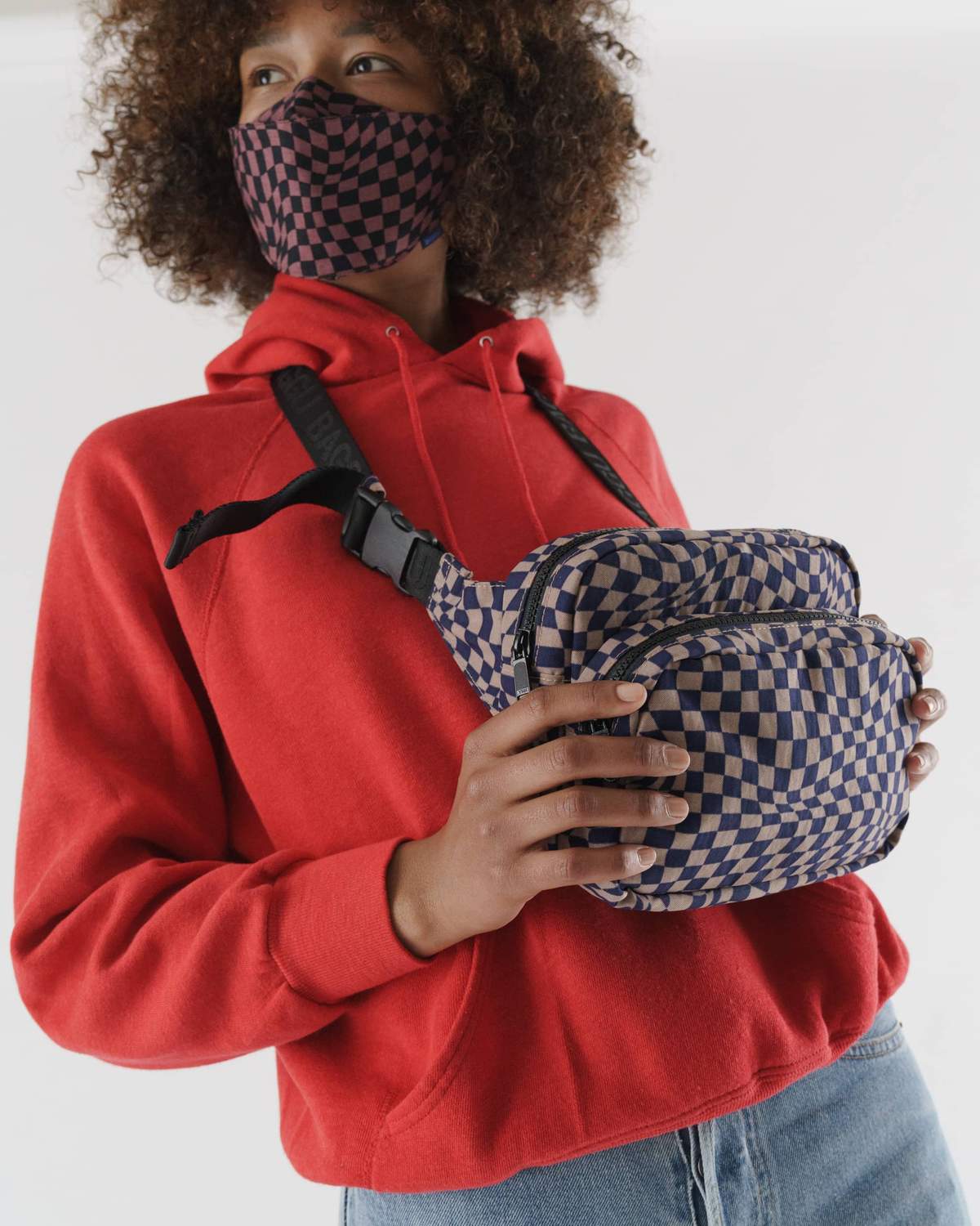 Fanny Pack - Indigo Trippy Checker