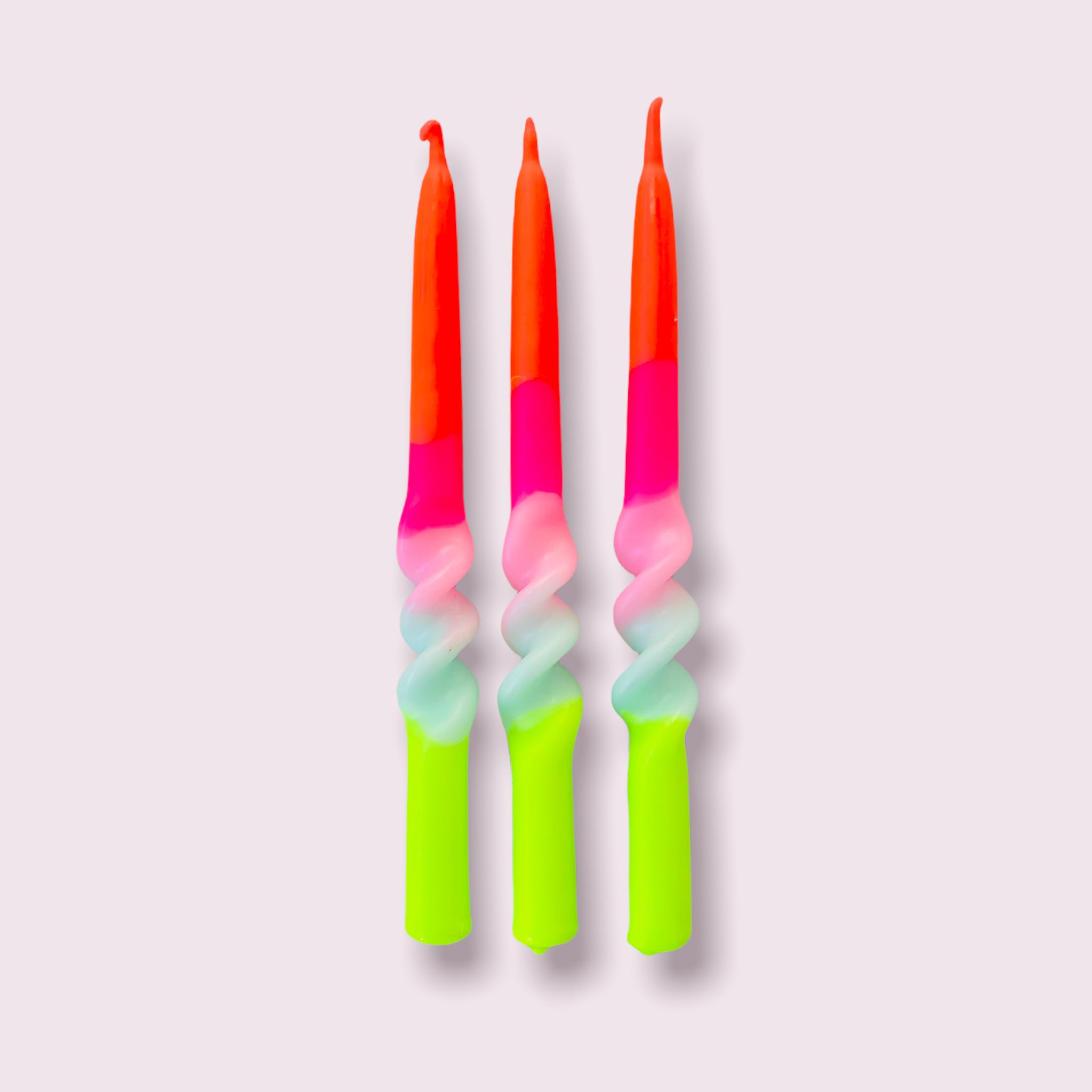 Dip Dye Swirl Candles - Neon