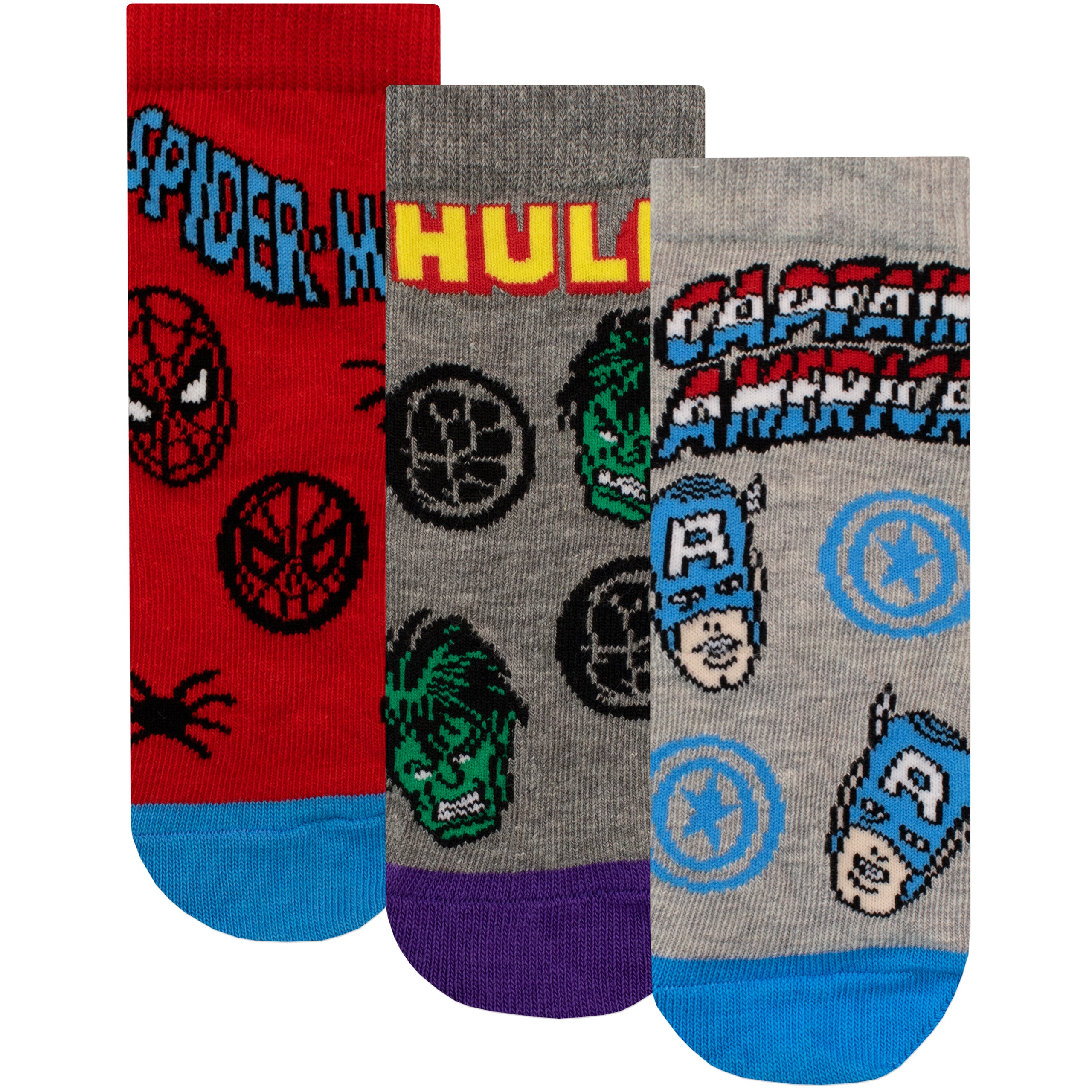 Marvel Super Heroes Avengers Kids Toddlers 6 pack Crew Socks (4T-5T, Red)