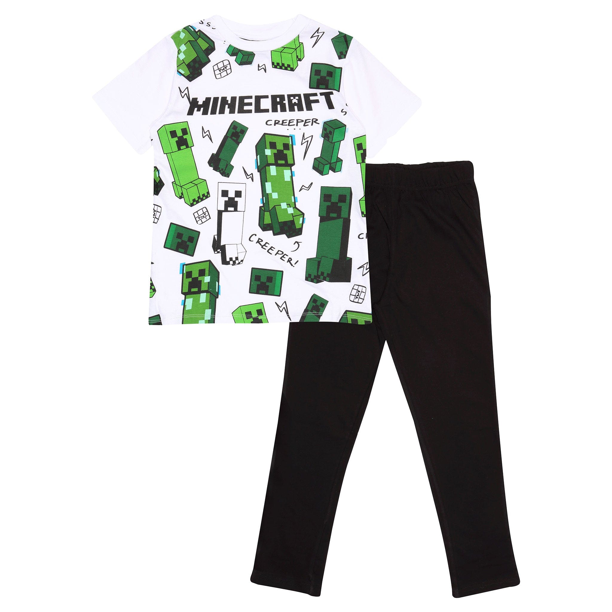 Minecraft Boys Short Sleeve Short Leg Pyjama Set Black Creeper