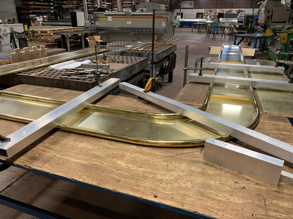 custom brass bar shelving