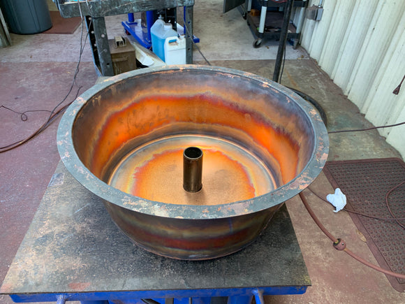 custom copper bathroom sink circle design