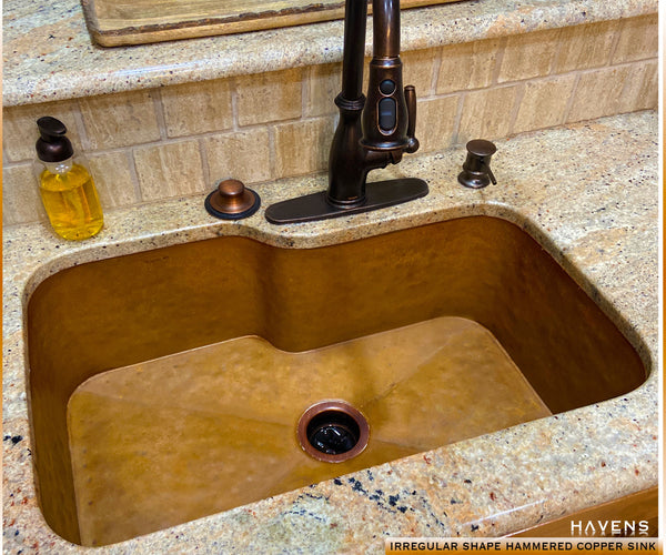 Custom shape copper sink with dip in back - Americast American standard replacement sink