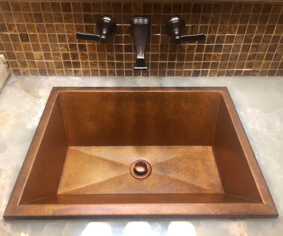 Top mount custom copper bath sink
