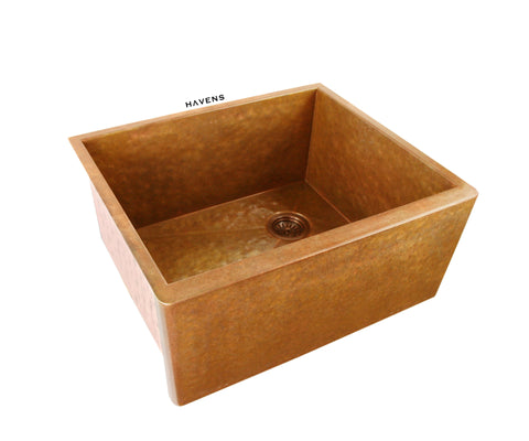 Farmhouse copper apron utility sink with a deep bowl of 12".