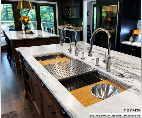 Custom workstation Galley sink dual tier by Havens 54 inch size