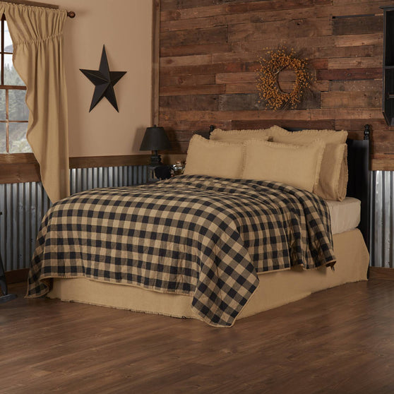 Black Check Twin Quilted Coverlet 68wx86l The Bitloom Co