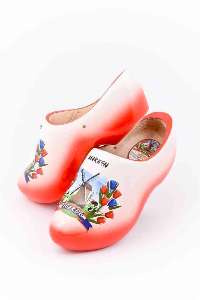 Wooden Shoes Marken Red White | Netherlands Souvenirs