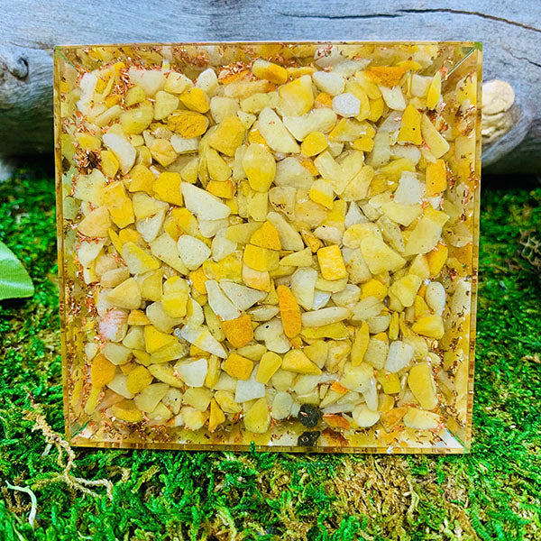 Yellow Aventurine Crystal Orgonite Pyramid Soul Charms