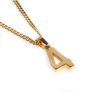 Golden Stainless Polished Jersey Number Pendant and Chain (FREE SHIPPI