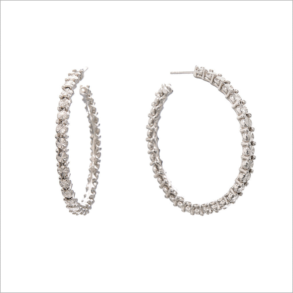 Diamanté Sterling Silver Hoop Earrings | Diamanté | Di MODOLO