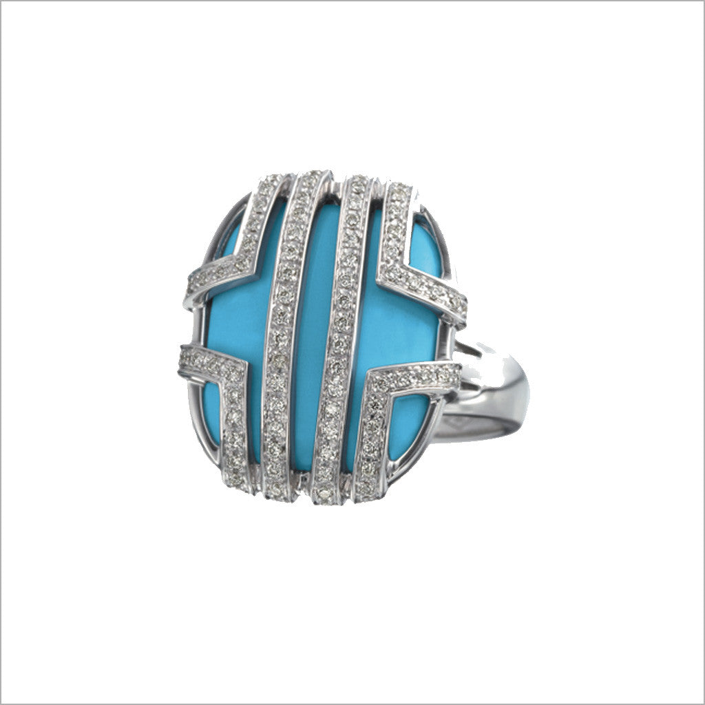 Favola 18K Gold & Turquoise Ring with Diamonds
