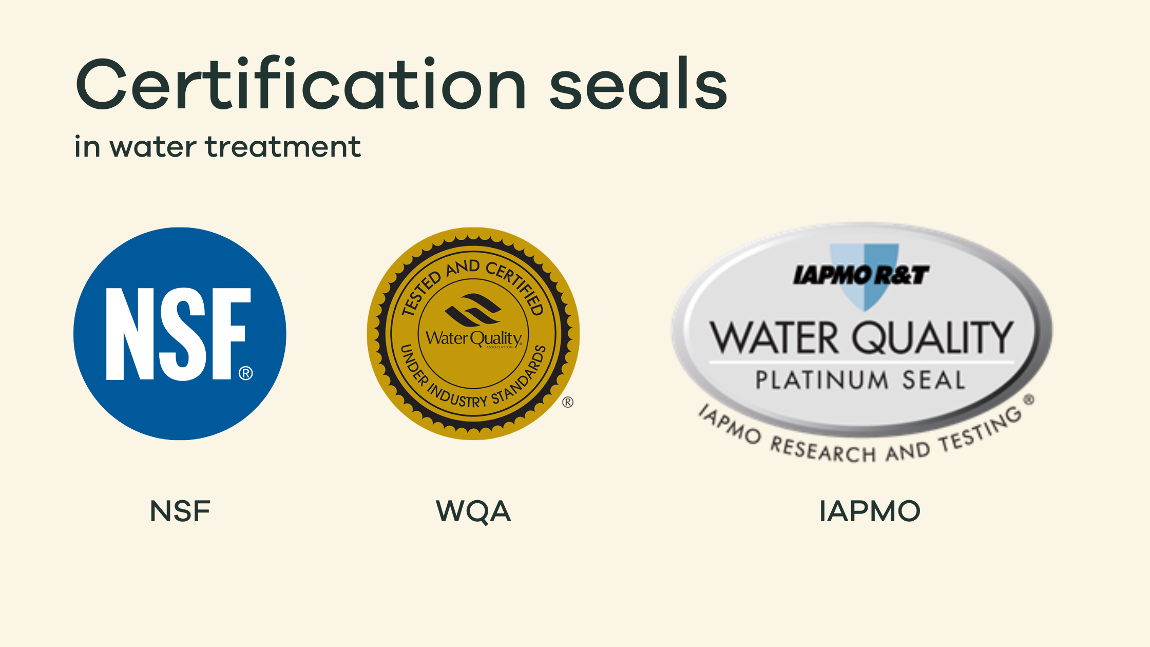 seals for three major water certifying bodies