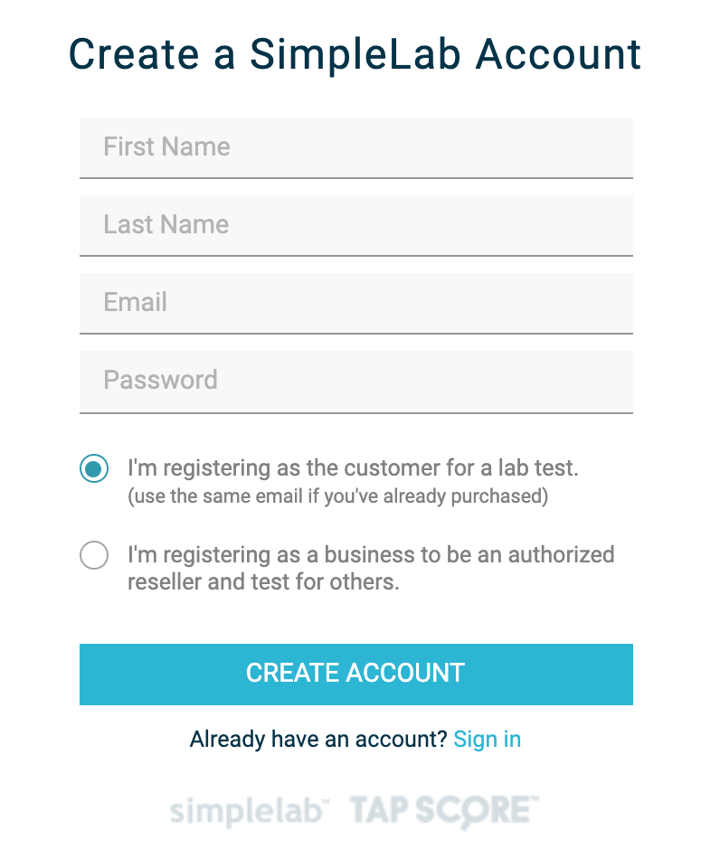 Create a SimpleLab Account