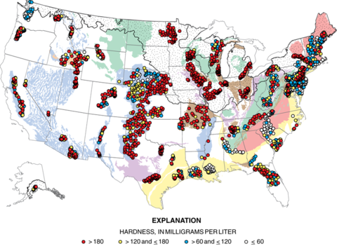 Map of US Water Hardness