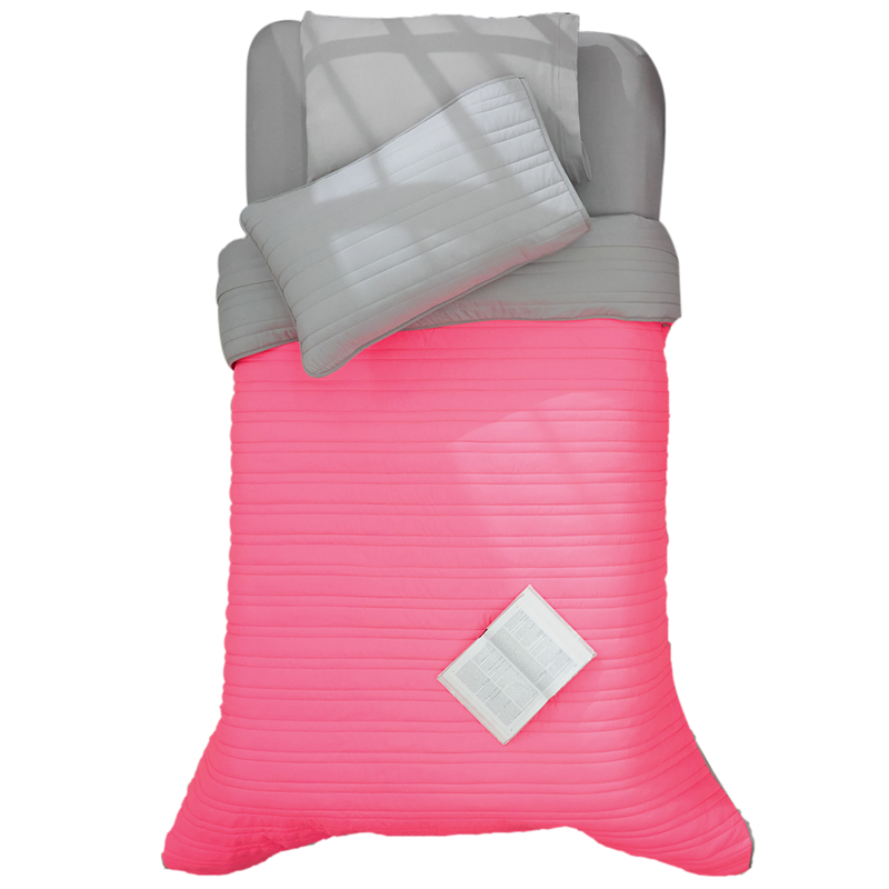 Pink Comforter Neon Is On Reversible To Grey Vianney Home Decor