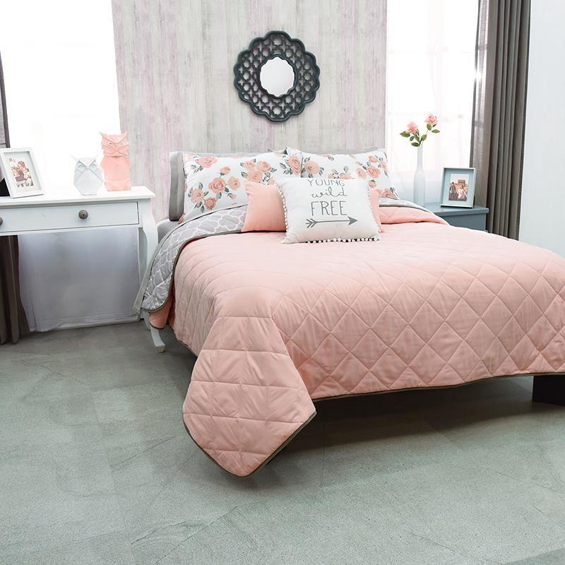girls pink and grey bedding