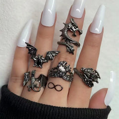 Vintage Dragon Bat Rings for Women Gothic Jewelry
