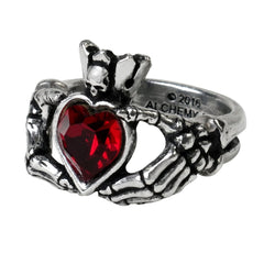 Skull Red Heart Ring