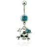 Fashion Body Piercing Belly Button Rings Surgical Steel Barbells Dangle Rhinestone Heart Skull Navel Rings Jewelry