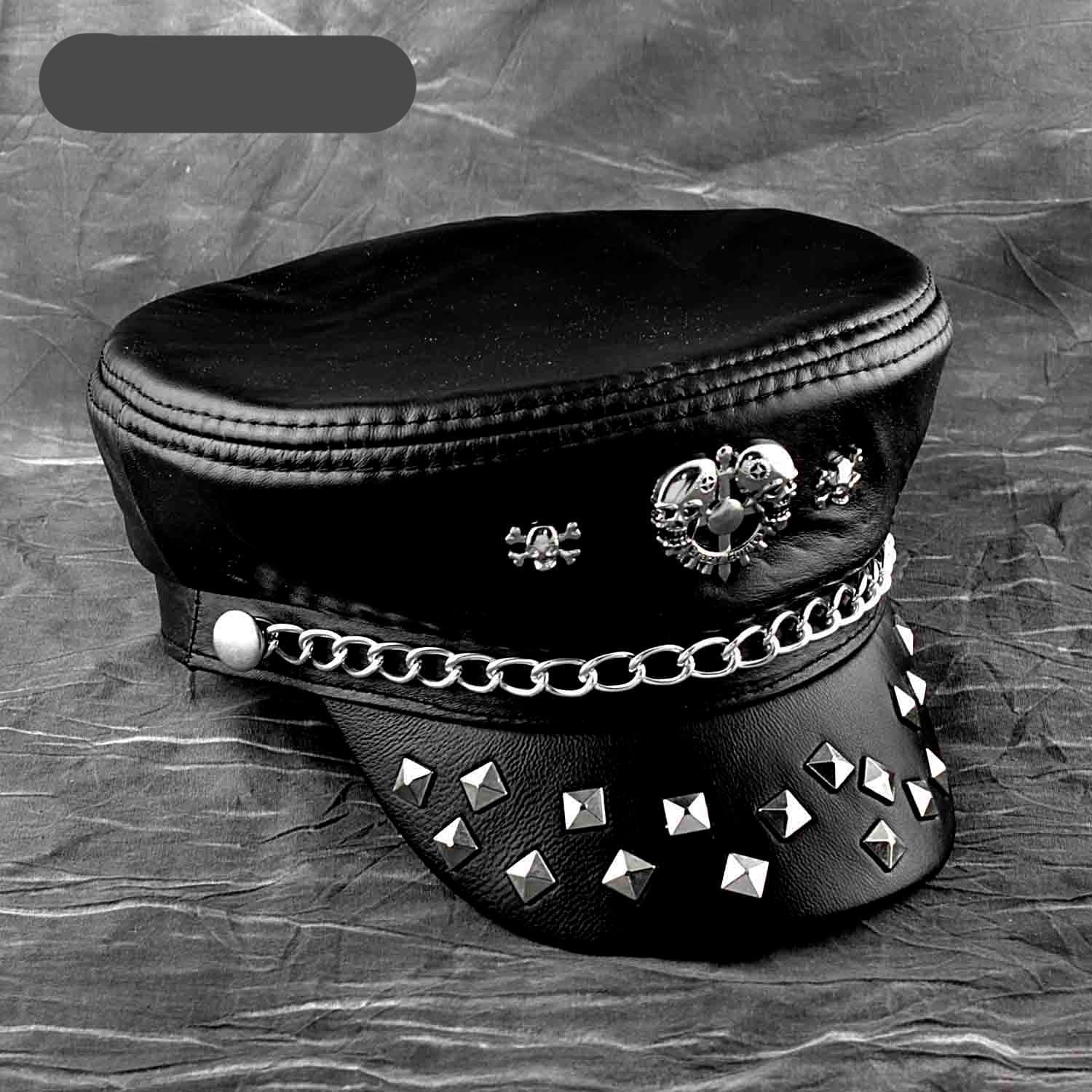 leather skull hat