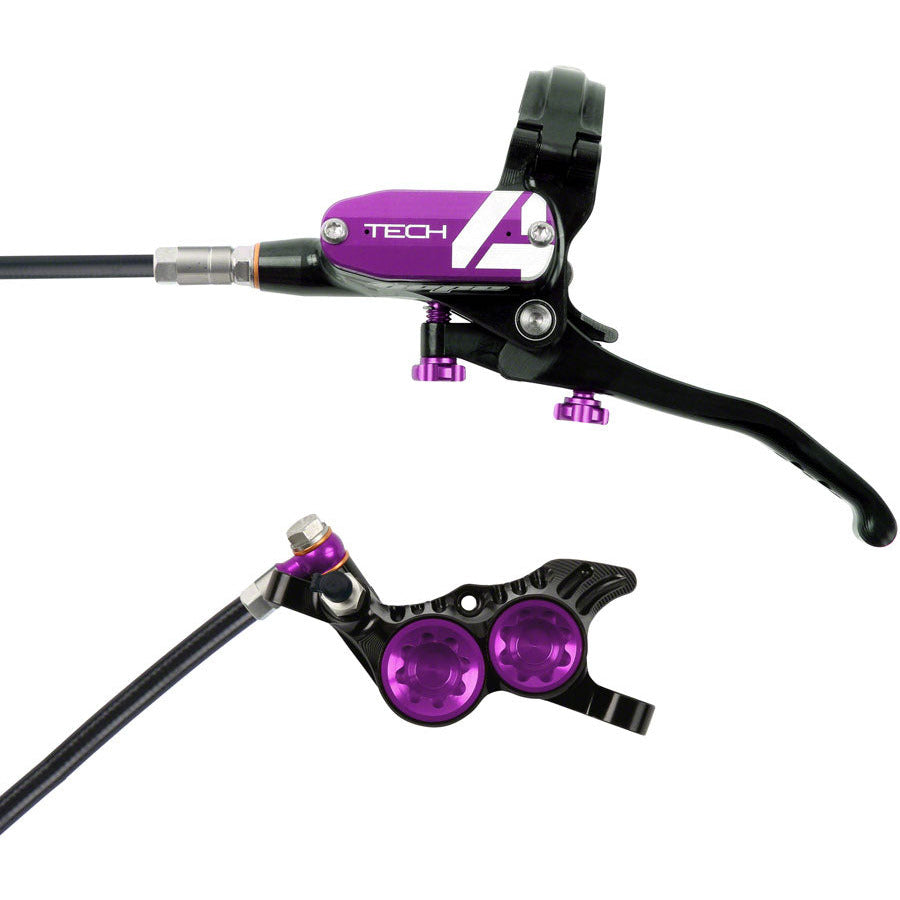 hope-tech-4-v4-disc-brake-and-lever-set-rear-hydraulic-post-mount-purple
