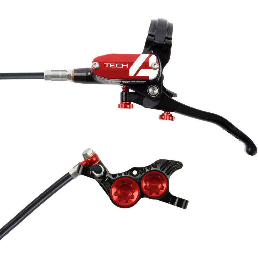 hope-tech-4-v4-disc-brake-and-lever-set-rear-hydraulic-post-mount-red