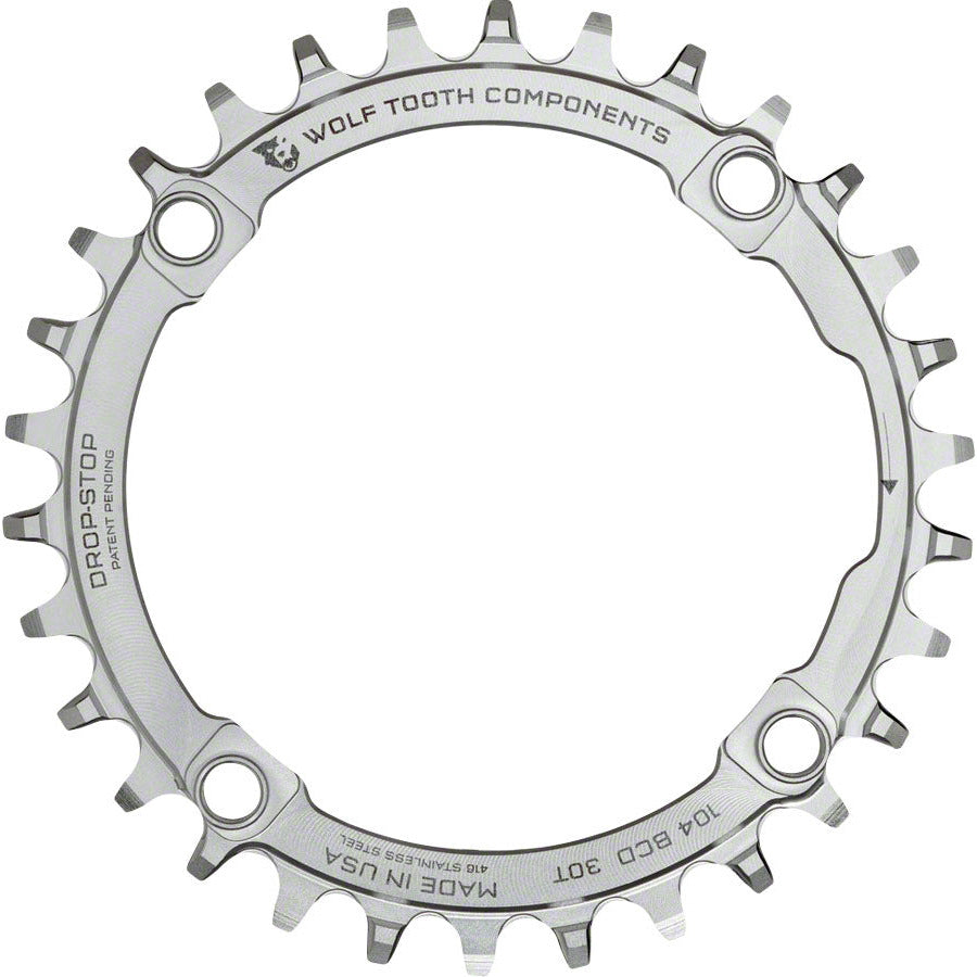 wolf-tooth-104-bcd-chainring-30t-104-bcd-4-bolt-drop-stop-stainless-steel-silver