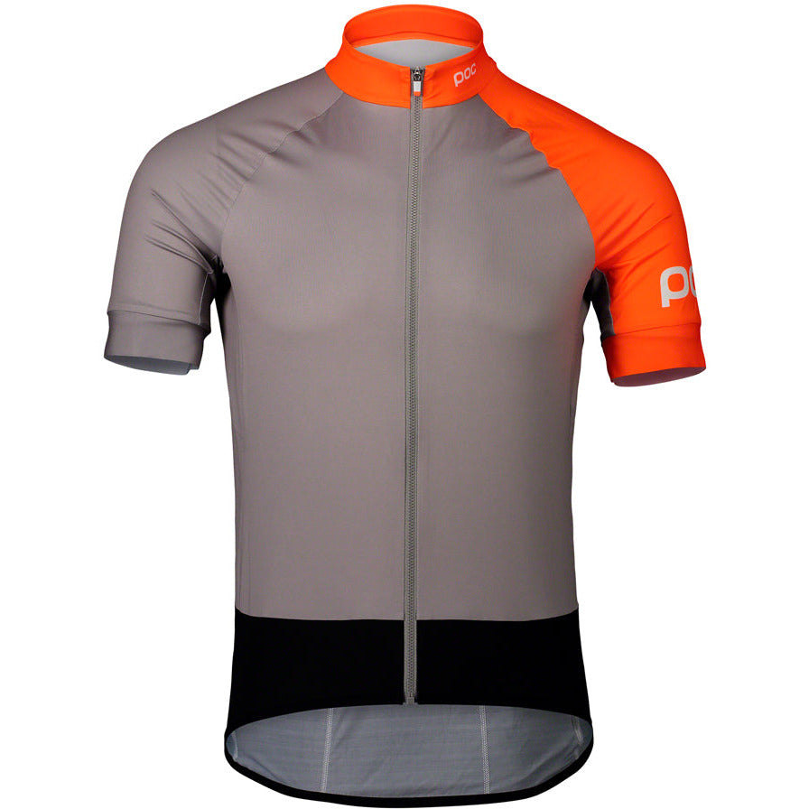 poc-essential-road-jersey-granite-gray-zink-orange-short-sleeve-mens-medium