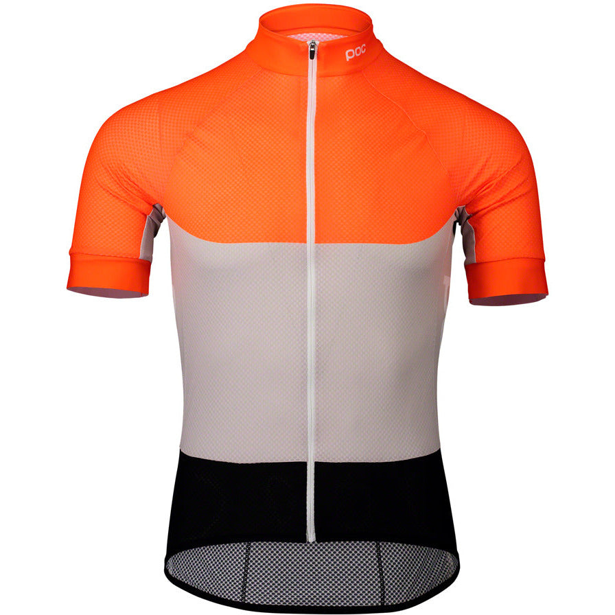 poc-essential-road-light-jersey-granite-gray-zink-orange-short-sleeve-mens-x-large