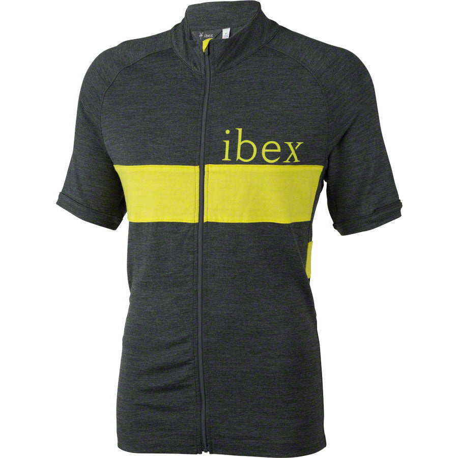 ibex-spoke-mens-full-zip-short-sleeve-jersey-pewter-heather-wild-lime-md