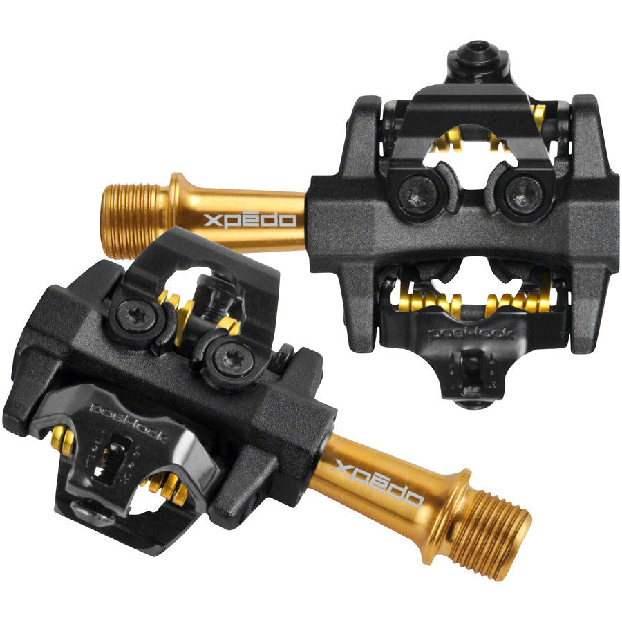 xpedo-cxr-pro-pedals-dual-sided-clipless-titanium-9-16-black-gold