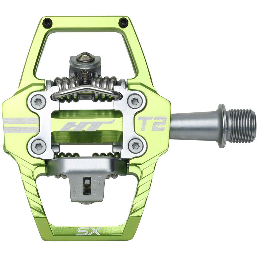 ht-components-t2-sx-pedals-dual-sided-clipless-with-platform-aluminum-9-16-apple-green