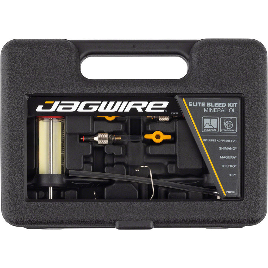 jagwire-elite-mineral-oil-bleed-kit-includes-shimano-magura-tektro-campagnolo-adapters