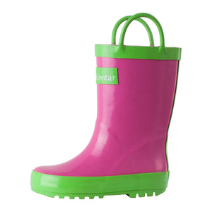 childrens-rubber-rain-boots-pink-green