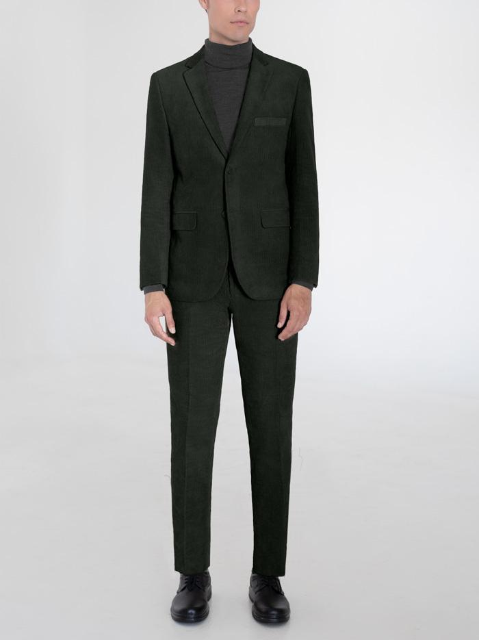 Alain Dupetit Forest Green Corduroy Men's Two Button Suit | High ...