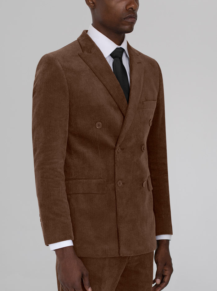 BROWN CORDUROY DOUBLE BREASTED SUIT – ALAIN DUPETIT CANADA