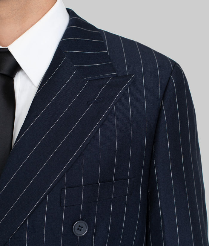 navy blue pinstripe tuxedo