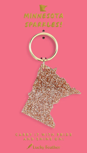 Minnesota Glitter Keychain - Compass Rose