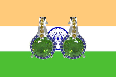 India-inspired-customized-jewelry-quincy-studs-peridot-yellow-sapphire-blue-sapphire-14kt-white-gold-earrings