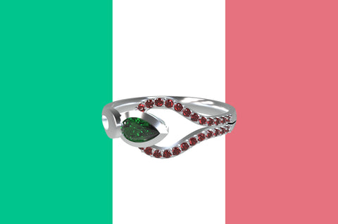 Italy-inspired-customized-jewelry-fillmore-ring-emerald-ruby-14kt-white-gold