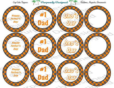 Download Father S Day Ut Orange And Smokey Grey Checker Style 2 Cupcake Toppers Purposely Designed